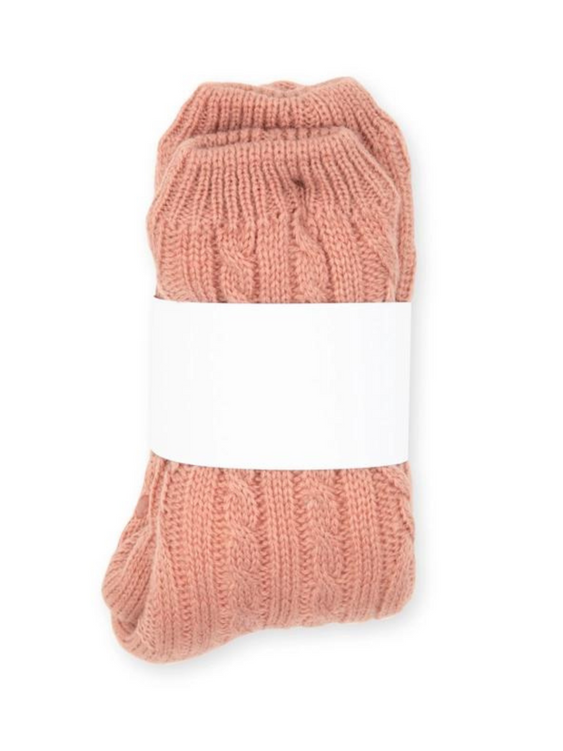 Comfy and cozy sherpa lined slipper socks in blush pink