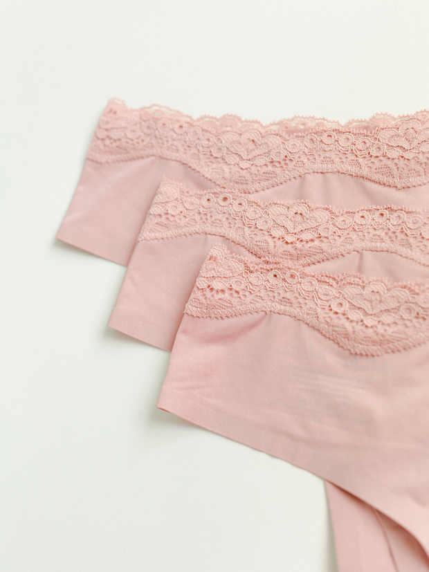 smooth seamless thong underwear under in pink