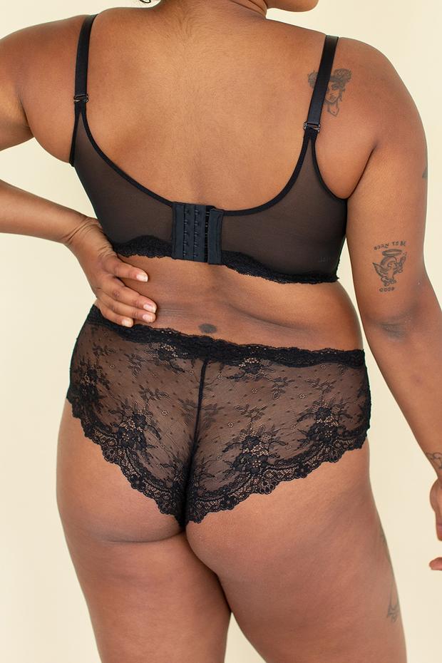 Lace cheeky underwear in black back view